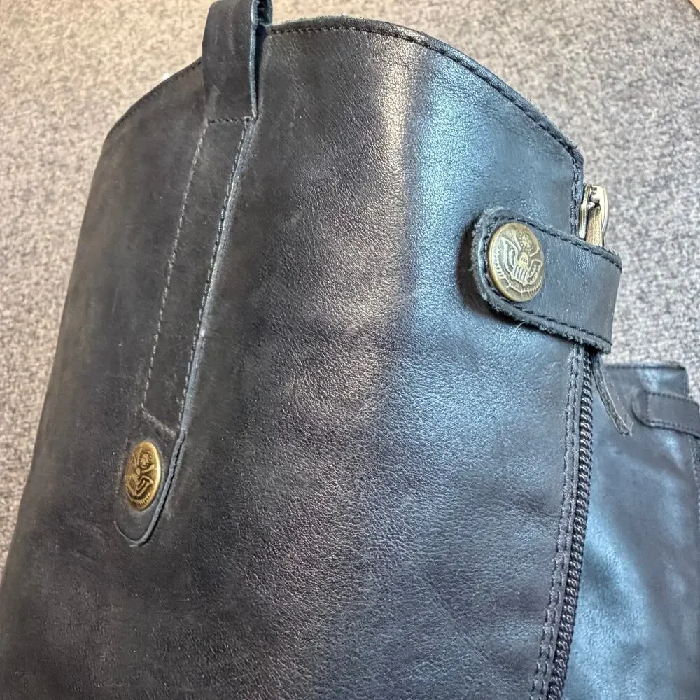 Sam Edelman Penny Black Leather Knee High Tall Riding Boots Size 8 Equestrian